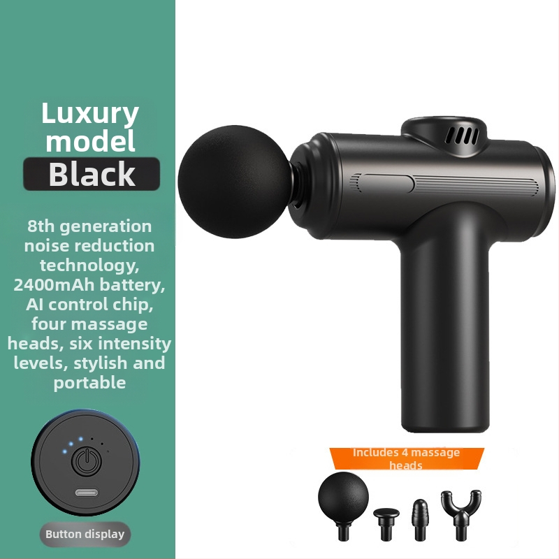 fasijos masažo įrankis su įkraunama baterija, be šepetėlių variklio, 4 antgaliai, 5 greičiai, 2000–4000 mAh baterija, triukšmas 36–45 dB