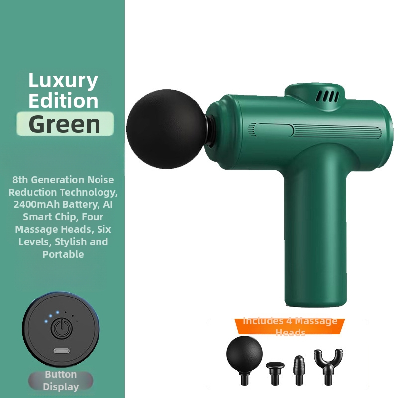 fasijos masažo įrankis su įkraunama baterija, be šepetėlių variklio, 4 antgaliai, 5 greičiai, 2000–4000 mAh baterija, triukšmas 36–45 dB