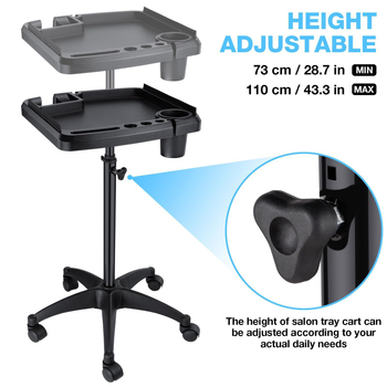 Τροχήλατη μονάδα αποθήκευσης κομμωτηρίου με δίσκο — Πολυλειτουργική, Φορητή, Περιστρεφόμενη, Αφαιρούμενη (1 ράφι, τοποθέτηση σε δάπεδο)