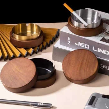 Peleninė su dangteliu, medinė, minimalistinio stiliaus, tinkama automobiliui, biurui ir namų naudojimui