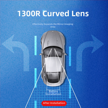 Papildomas automobilio vidaus veidrodėlis su plačiu kampu išlenktu lęšiu – snap-on montavimas, universalus suderinamumas, paprastas stilius