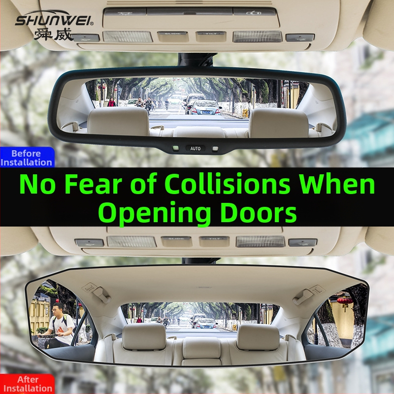 Papildomas automobilio vidaus veidrodėlis su plačiu kampu išlenktu lęšiu – snap-on montavimas, universalus suderinamumas, paprastas stilius