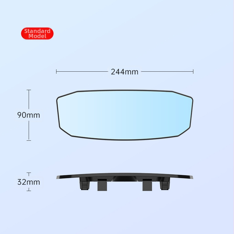 Допълнително огледало за интериора на автомобил с широкоъгълна криволинейна леща – монтаж snap-on, универсално съвместимо, стил: семпло
