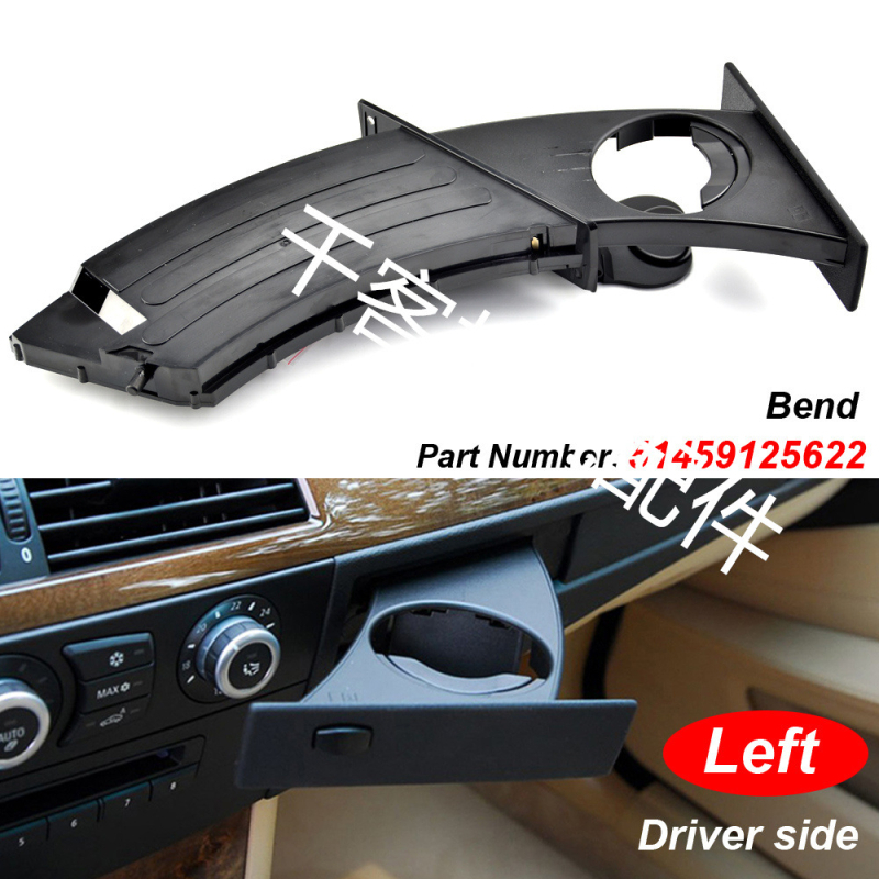 BMW E60 puodelio laikiklis – ABS, suderinamas su modeliais 525, 528, 530, 535, 545; montavimas prie prietaisų skydelio