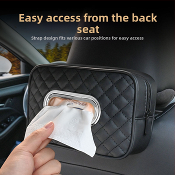 Youbeimei odinė automobilio servetėlių dėžutė su dirželiu, universalus automobilio vidinis priedas