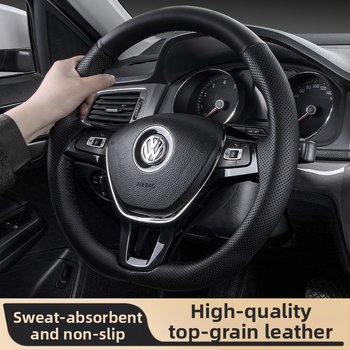 Κάλυμμα τιμονιού από γνήσιο δέρμα, χειροποίητα ραμμένο, αθλητικό στυλ, καθολική εφαρμογή