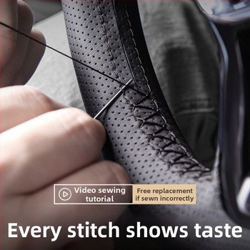 Калъф за волан от естествена кожа, ръчно пришит, спортен стил, универсална съвместимост