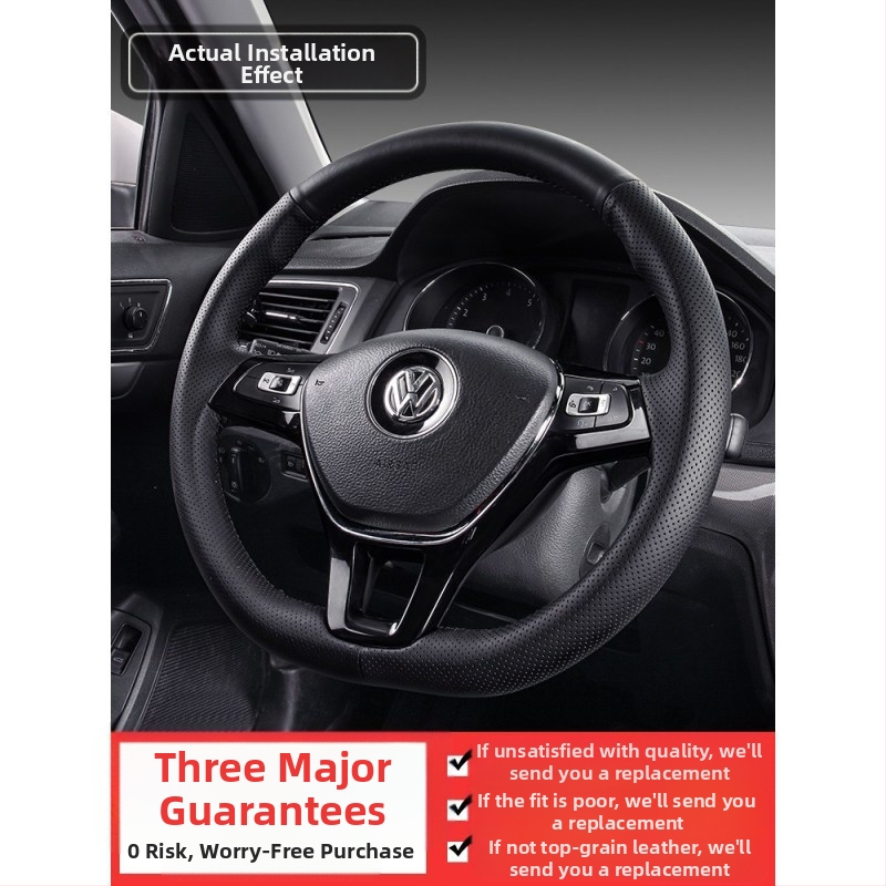 Калъф за волан от естествена кожа, ръчно пришит, спортен стил, универсална съвместимост