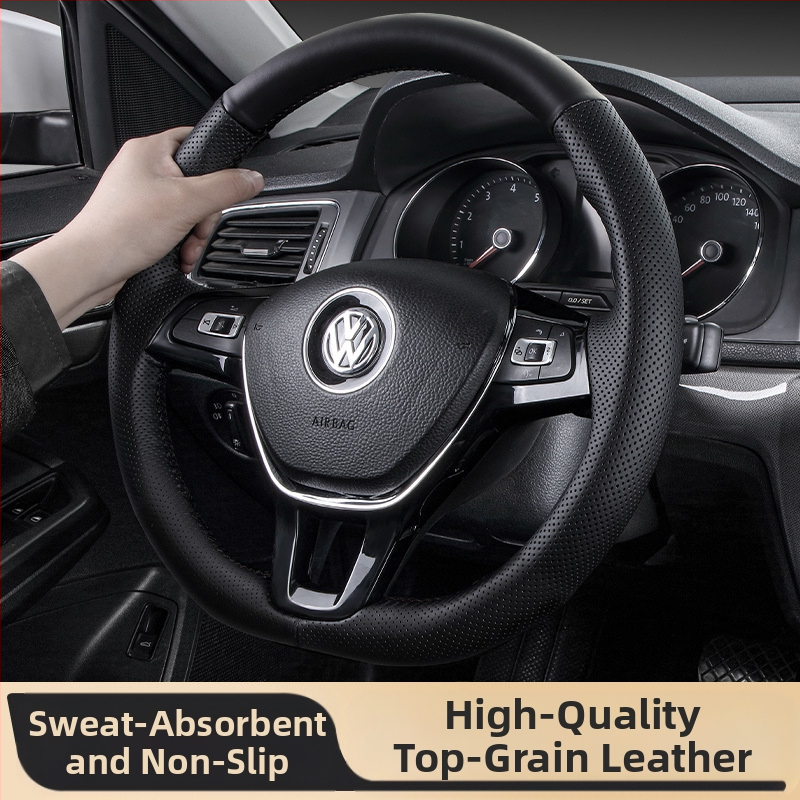 Κάλυμμα τιμονιού από γνήσιο δέρμα, χειροποίητα ραμμένο, αθλητικό στυλ, καθολική εφαρμογή