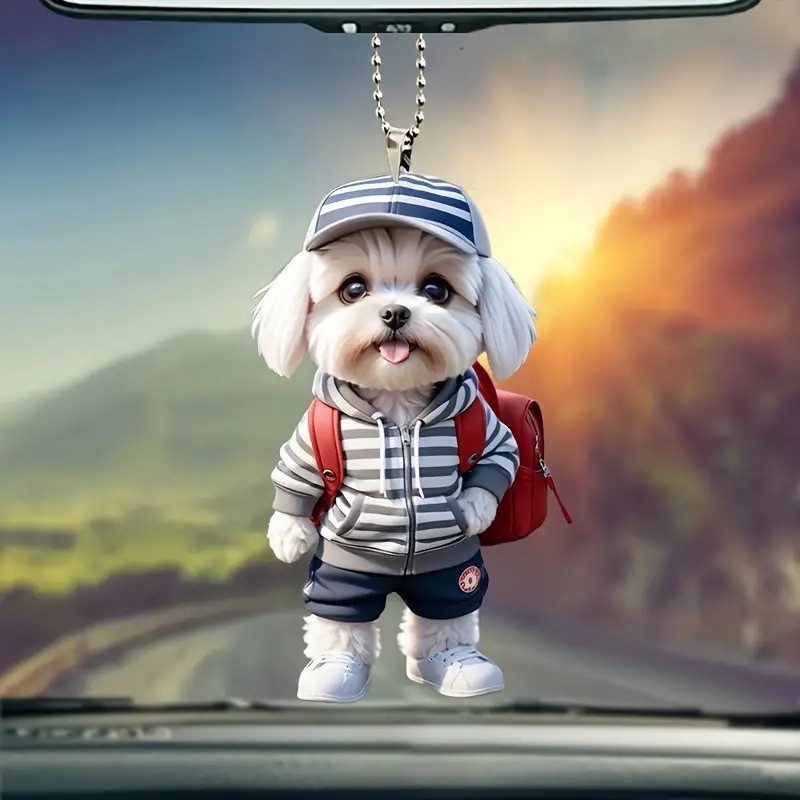 Pritaikomas akrilo šuns automobilio vidaus papuošalas, karikatūrinio stiliaus