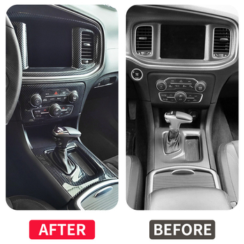 NS-250 ABS 5-τεμάχιο σετ διακοσμητικού πλαισίου πίνακα ταχυτήτων και κάλυμμα πάνελ κεντρικού πίνακα κλιματισμού για Dodge 16-21