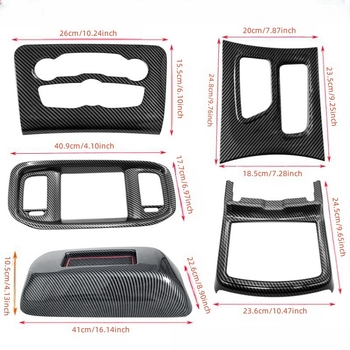 NS-250 ABS 5-τεμάχιο σετ διακοσμητικού πλαισίου πίνακα ταχυτήτων και κάλυμμα πάνελ κεντρικού πίνακα κλιματισμού για Dodge 16-21