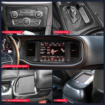 NS-250 ABS 5-τεμάχιο σετ διακοσμητικού πλαισίου πίνακα ταχυτήτων και κάλυμμα πάνελ κεντρικού πίνακα κλιματισμού για Dodge 16-21