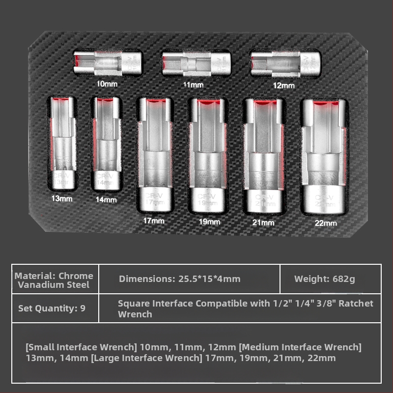 Krom-vanadijevo čelični šestoukutni ključ za cijev dizelskog ubrizgavanja s pristupom senzoru kisika