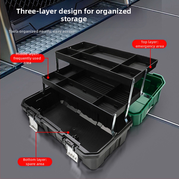 Πλαστικό κουτί εργαλείων με τριών επιπέδων αναδιπλούμενο σχεδιασμό, μεγάλης χωρητικότητας