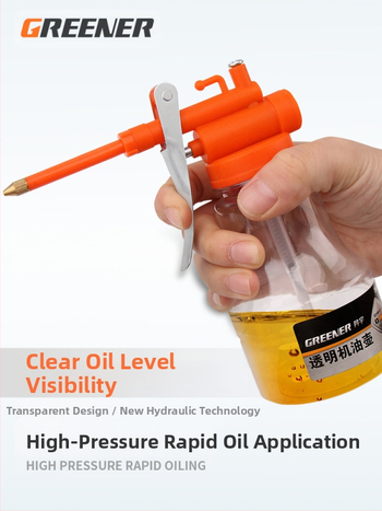 Namų naudojimui skirtas alyvos indas su ilgu antgaliu – rankinis tepalų įrankis, skaidrus korpusas