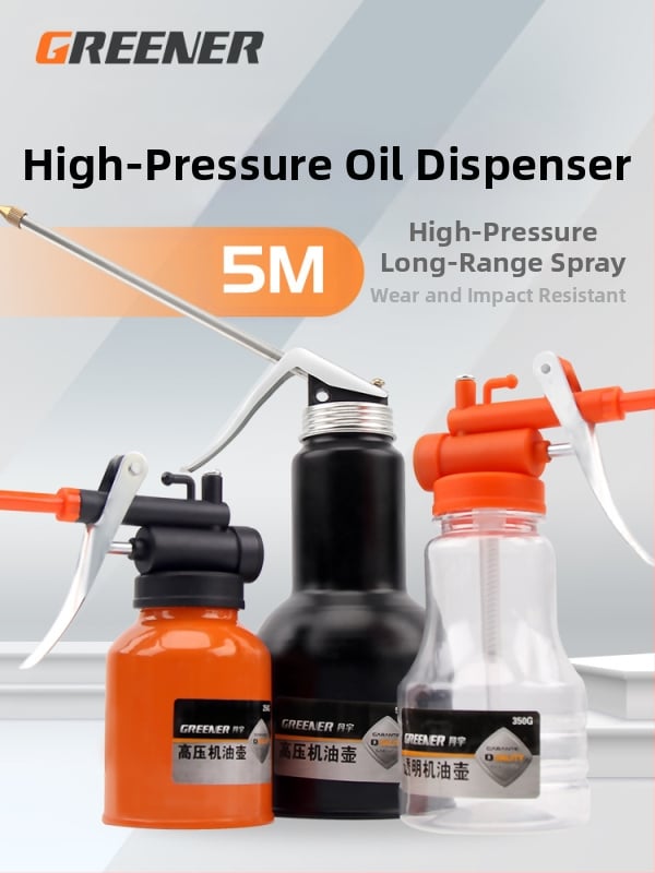 Namų naudojimui skirtas alyvos indas su ilgu antgaliu – rankinis tepalų įrankis, skaidrus korpusas