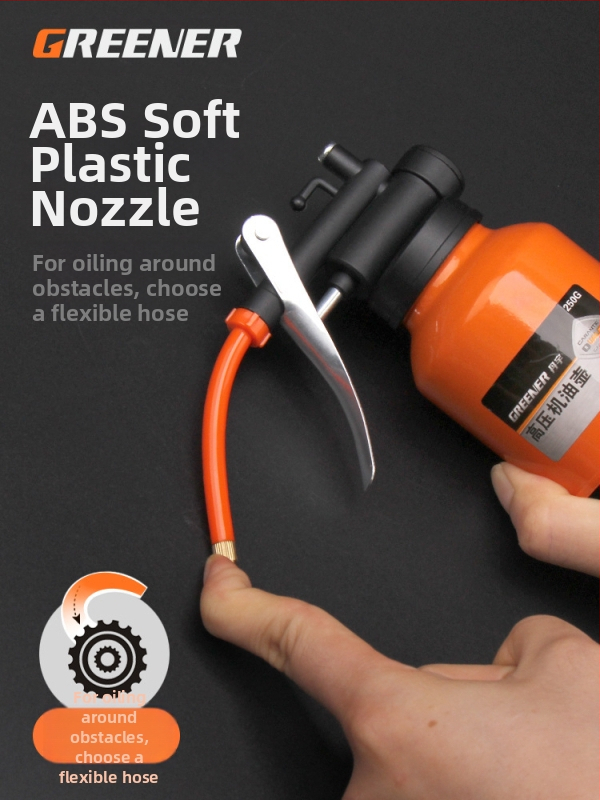 Домашен съд за масло с дълга дюза за смазване на зъбни колела, ръчен, прозрачен корпус