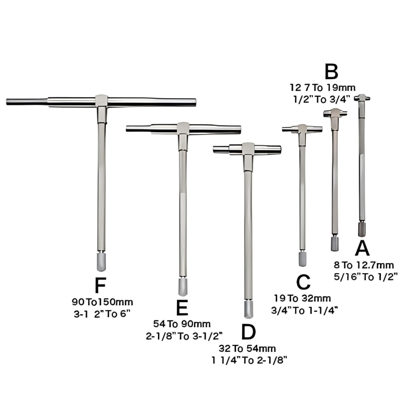 HUOTO Vernier matavimo įrankis vidiniam skersmeniui, reguliuojamas ištraukiamas vidinis skersmens matavimo įrankis, diapazonas 8-150 mm, apvalios galvos skylės matavimo įrankis