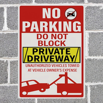 Знак за Забранено Паркиране – стикер за частен подход към гаража, правоъгълен PVC самозалепващ се, водно базирано лепило