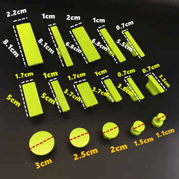 Automobilių įdubų remontui skirtas įrankių rinkinys su siurbimo puodelio tarpine, klijų lazdelė ir klijų laikiklis - 16 vnt