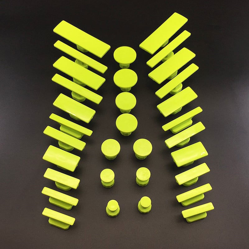 Automobilių įdubų remontui skirtas įrankių rinkinys su siurbimo puodelio tarpine, klijų lazdelė ir klijų laikiklis - 16 vnt