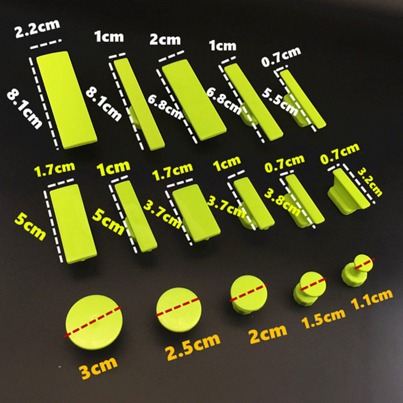 Automobilių įdubų remontui skirtas įrankių rinkinys su siurbimo puodelio tarpine, klijų lazdelė ir klijų laikiklis - 16 vnt