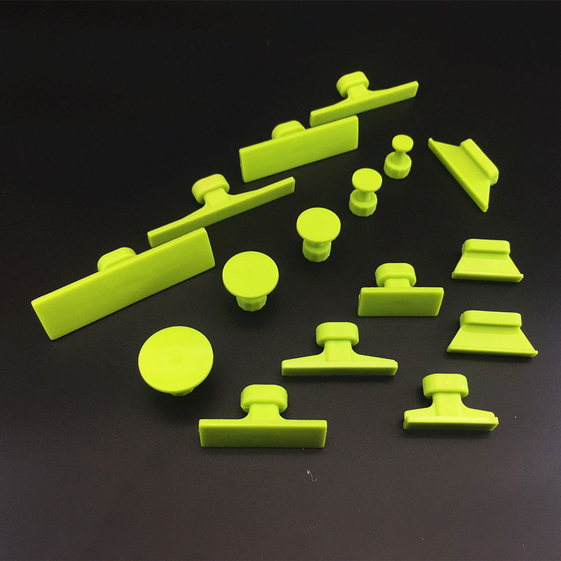 Automobilių įdubų remontui skirtas įrankių rinkinys su siurbimo puodelio tarpine, klijų lazdelė ir klijų laikiklis - 16 vnt