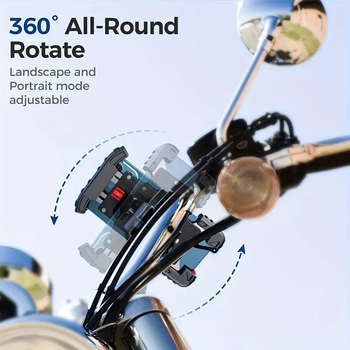 Универсален държач за телефон за кормило на мотоциклет, електрически велосипед и велосипед – ударопоглъщащ, метал + ABS + силиконов гел
