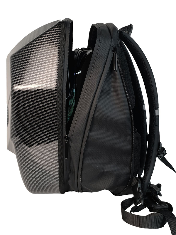 Motociklo šalmo kuprinė – vandeniui atspari, nakties saugumo atspindys, ABS+PC kietasis korpusas, nailoninė įdėklas, išlenktos pečių diržai