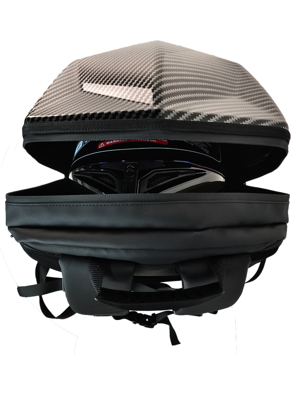 Motociklo šalmo kuprinė – vandeniui atspari, nakties saugumo atspindys, ABS+PC kietasis korpusas, nailoninė įdėklas, išlenktos pečių diržai