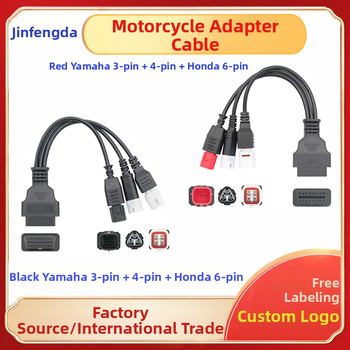 Moto diagnostikos kabelis Yamaha 3-Pin/4-Pin ir Honda 6-Pin (DC12V, darbinė temperatūra 20–60 °C, Modelis A0284, Prekės ženklas Jinfengda)