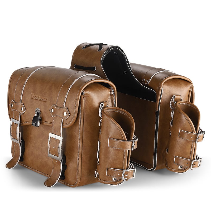West Rider motociklo šoninė krepšys su retro dviejų pusių dizainu, PU+EVA medžiaga, 16L talpa, modelis YP0707328