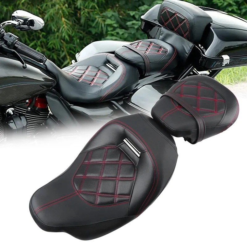 Harley PU odos priekinės ir galinės sėdynės pagalvė vairuotojui ir keleiviui, su greitu atleidimu, priešslidu, keturi sezonai