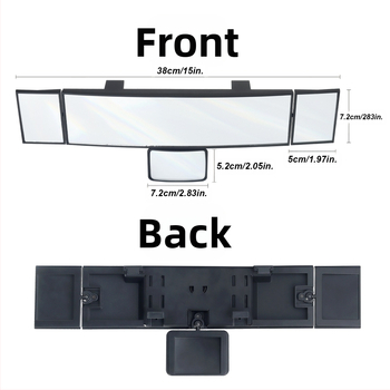 Automobilio atbulinis veidrodis su plačiu matymo lauku ir pagalba akloms zonoms — SD-2411, 38×7,2 cm, plokščias veidrodis, stiklas, ABS korpusas, kilmė Ninghai