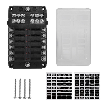 Πίνακας ασφαλειών για γιοτ και τροχόσπιτα, 12 θέσεων με αγωγό M6, προσαρμόσιμος, φλογοανθεκτικό νάιλον και χαλκό (12 θέσεων; αγωγός M6; φλογοανθεκτικό νάιλον και χαλκό; προσαρμόσιμος)