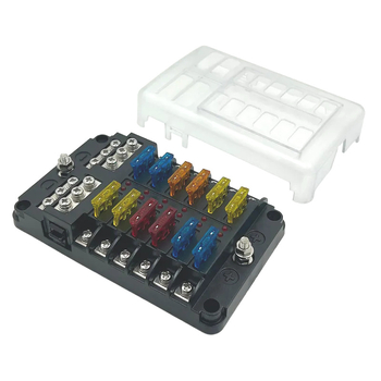 Πίνακας ασφαλειών για γιοτ και τροχόσπιτα, 12 θέσεων με αγωγό M6, προσαρμόσιμος, φλογοανθεκτικό νάιλον και χαλκό (12 θέσεων; αγωγός M6; φλογοανθεκτικό νάιλον και χαλκό; προσαρμόσιμος)