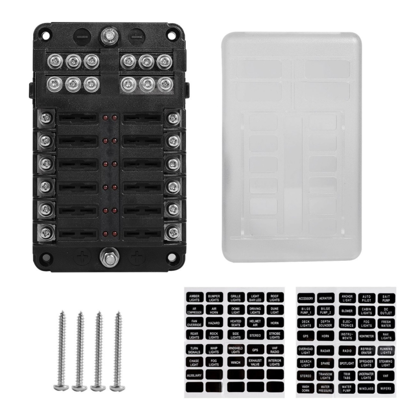 RY марка 12-канален предпазителен блок за яхти и каравани, с M6 разпределителна шина, персонализируем, огнеупорен найлон и мед (12-канален; M6 разпределителна шина; огнеупорен найлон и мед; персонализиране налично)