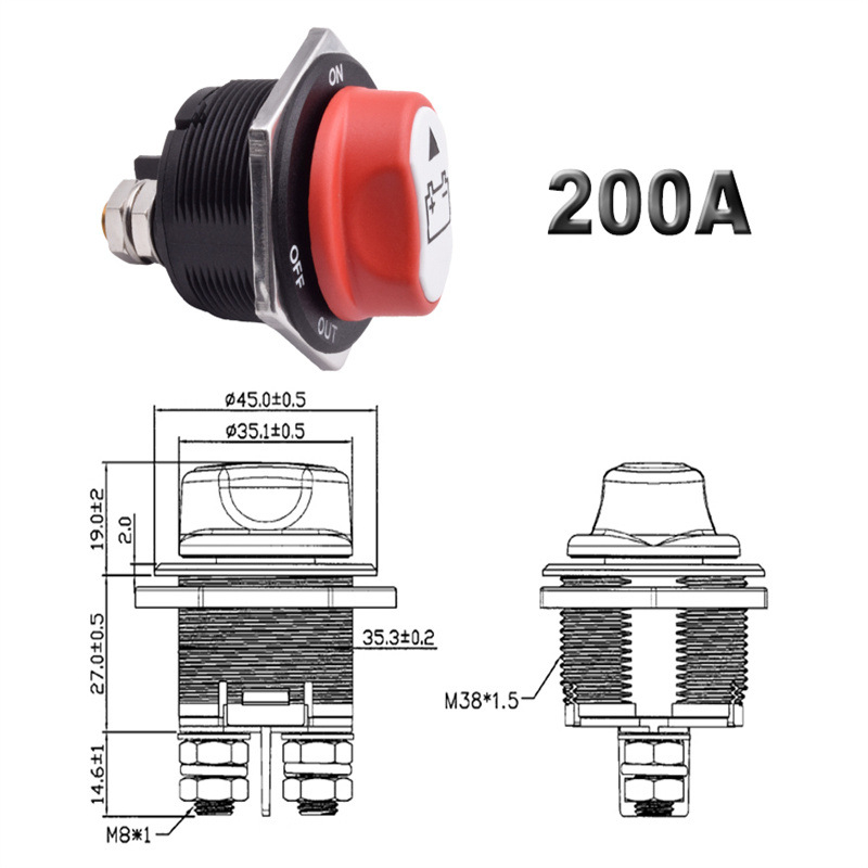 Διακόπτης αποσύνδεσης μπαταρίας υψηλού ρεύματος για γιοτ, αυτοκίνητο και μοτοσικλέτα — διακόπτης με περιστροφικό χειριστήριο, 50A/100A/200A, μάρκα LINGDU