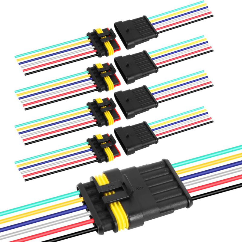 ZYLW Conector impermeabil pentru cabluri 16 AWG – pentru autoturisme, camioane, marină și alte instalații de cablaj (set de 5)