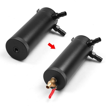 Αλουμινίου κράματος αυτοκινήτου δοχείο αναπνοής λαδιού, επεκτεινόμενο με δύο οπές, με φίλτρο αέρα και βαλβίδα αποστράγγισης