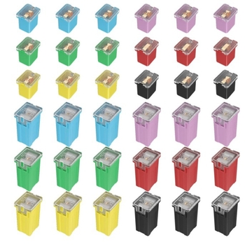 HM automobilių saugiklių rinkinys žemos dėžutės formos, aukštos kokybės, 36 vnt., 20A–80A