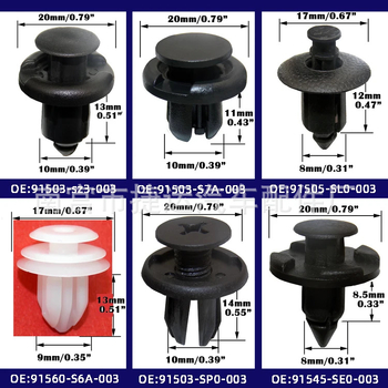 Σετ κλιπ προφυλακτήρα για Honda Civic, Accord, CR-V – 180 τεμάχια, 6 τύποι, PPC νάιλον πλαστικό