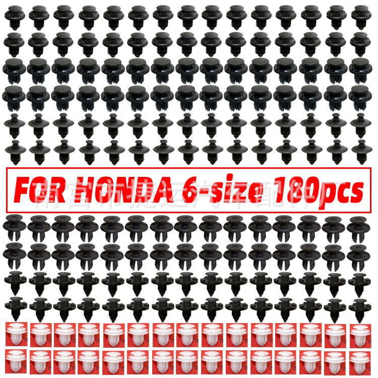 Honda Civic, Accord, CR-V számára lökhárító klipek készlet – 180 darab, 6 típus, PPC nylon műanyag