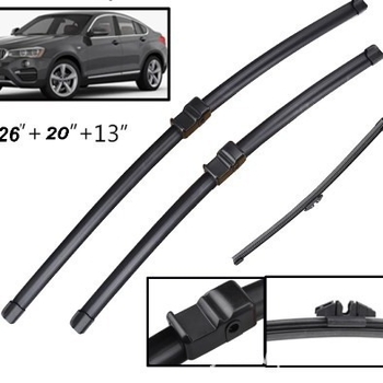 Комплект чистачки за BMW X3 (предни и задни), модел KJ-029, 12V, 150° обхват на чистене, естествен каучук + стоманена конструкция.