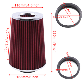 Automobilio oro filtras su grybų galvute, didelio srauto, universalus modelis, XH-UN092, įsiurbimo vamzdo skersmuo 3 coliai