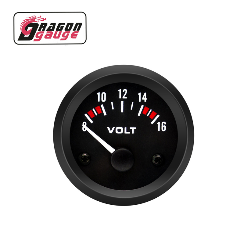 Automobilio voltmetras DRAGON GAUGE 2014BB, 12V, plastikinis korpusas, skirtas automobiliams, lenktynėms ir modifikuotiems transporto priemonėms