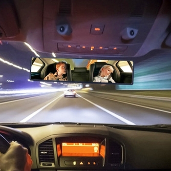 Automobilio vidinis galinio vaizdo veidrodėlis su plačiu matymo lauku, dvigubo kreivumo veidrodėlis, stiklo veidrodėlis, 12V maitinimas, ABS korpusas