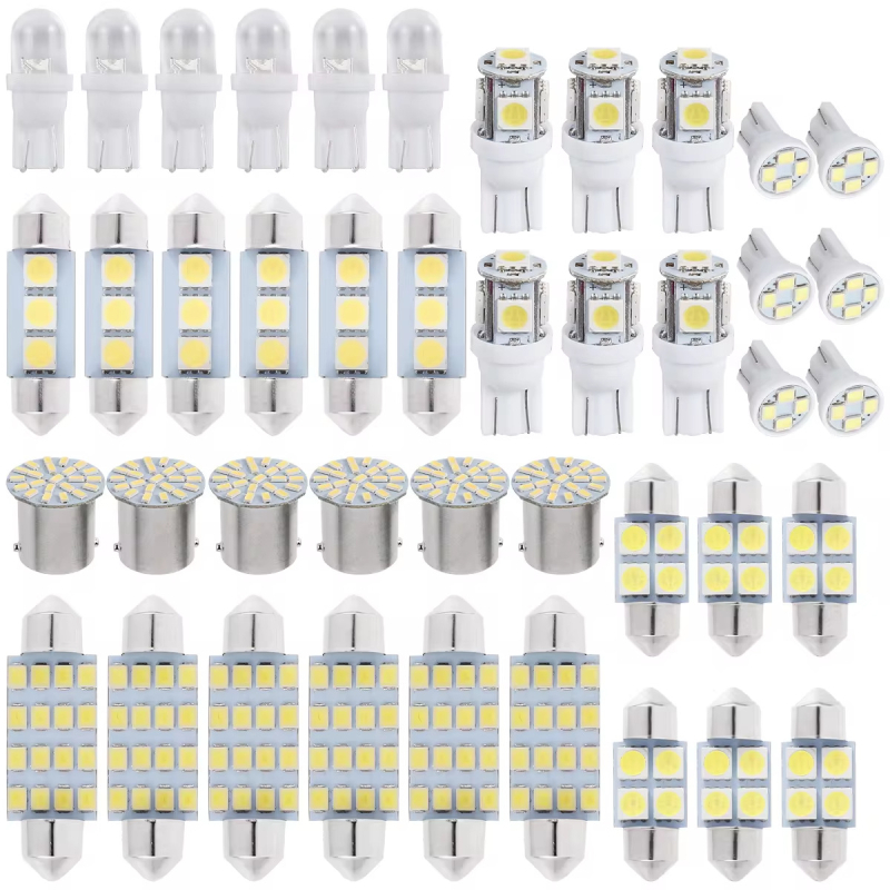 Automobilski LED set, 42 komada T10 – unutarnje svjetlo za vrata i svjetla za registarsku oznaku, 12V, 3W, 6500K, vijek trajanja 50.000 h