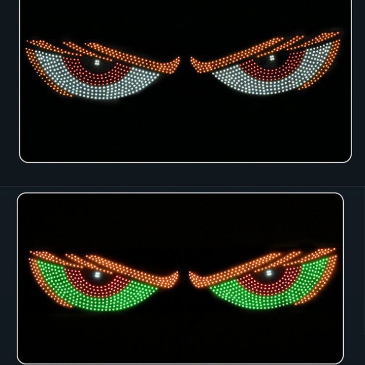 USB dinaminis Velnio akis LED ekranas automobiliui, modelis D001, medžiaga aliuminis+LED, 5V, 1A, tinkamas sunkvežimiui ir automobiliui